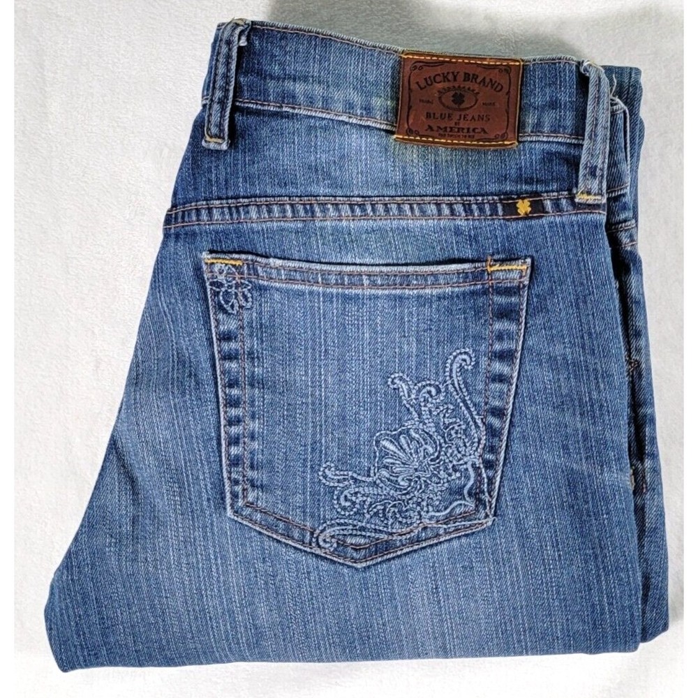 Lucky Brand Sweet N Crop Size 28 Blue Denim Mid-Rise Straight Leg Women's Jeans